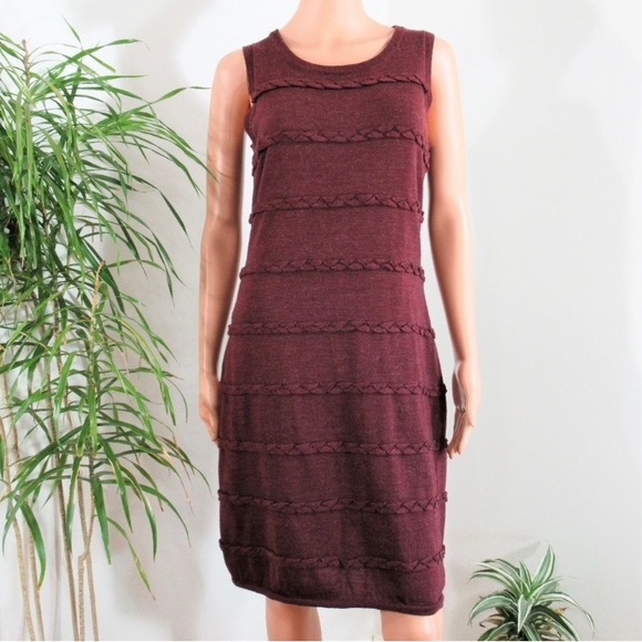 Calvin Klein Burgundy Knit Sleeveless Sheath - Picture 1 of 6